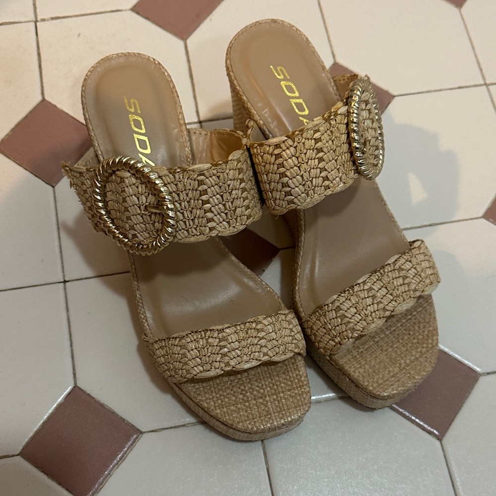 Soda Beige Woven Women's Sandals